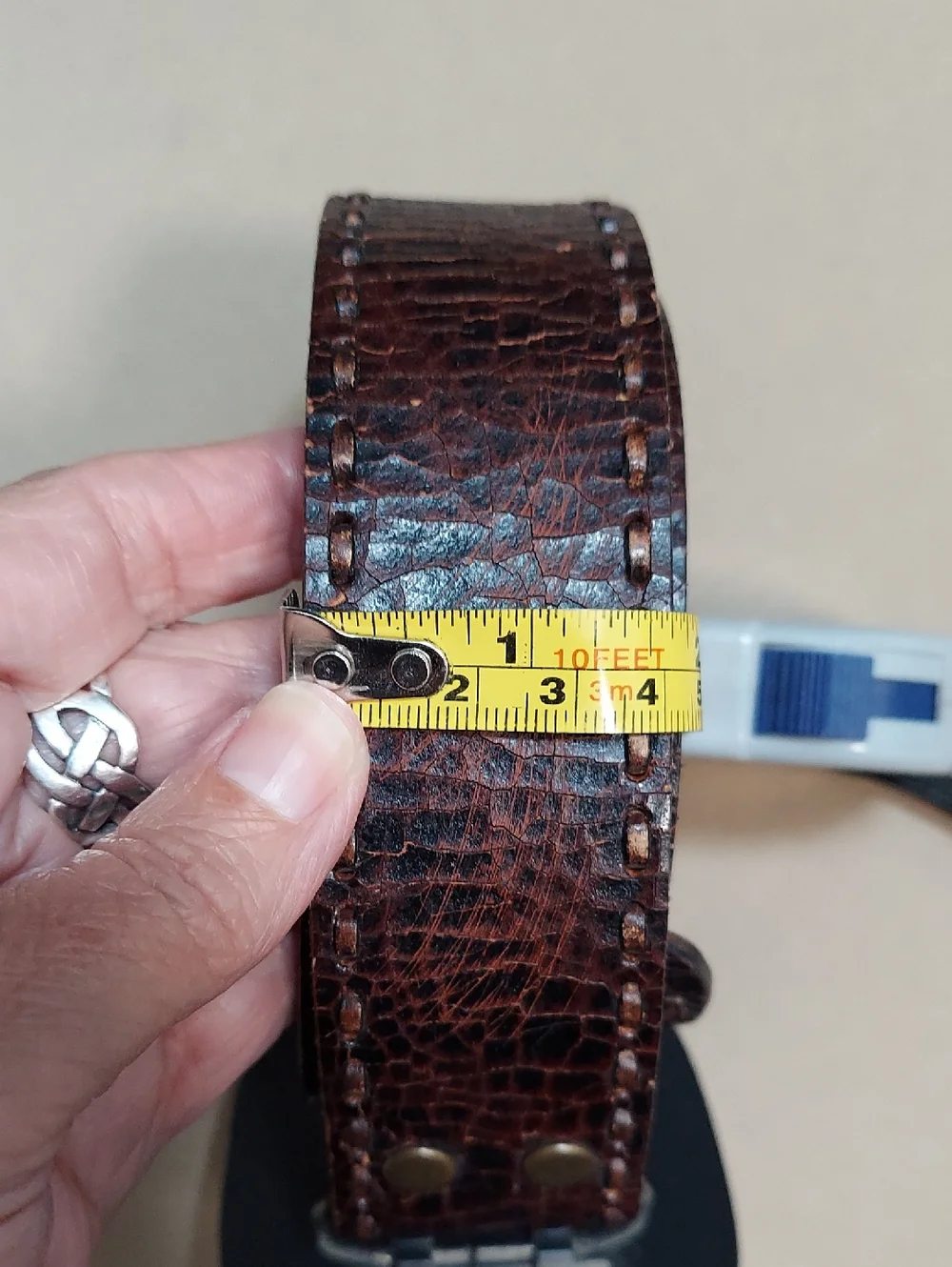 Fossil Belt, Size 32-35 Brown Resin Buckle, Cowhide Leather